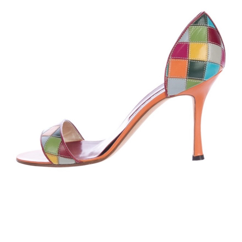 Manolo Blahnik multicolor patchwork heels sandals